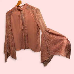 Cute boho whimsigoth rose lace super bell sleeve edwardian Express blouse